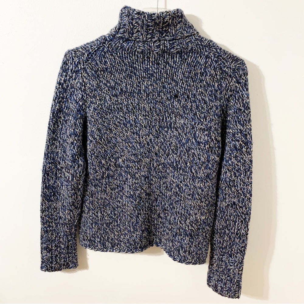 Vintage Y2K 2001 GAP Wool Blend Chunky Knit Turtleneck Sweater Women L Blue Marl - Picture 3 of 9